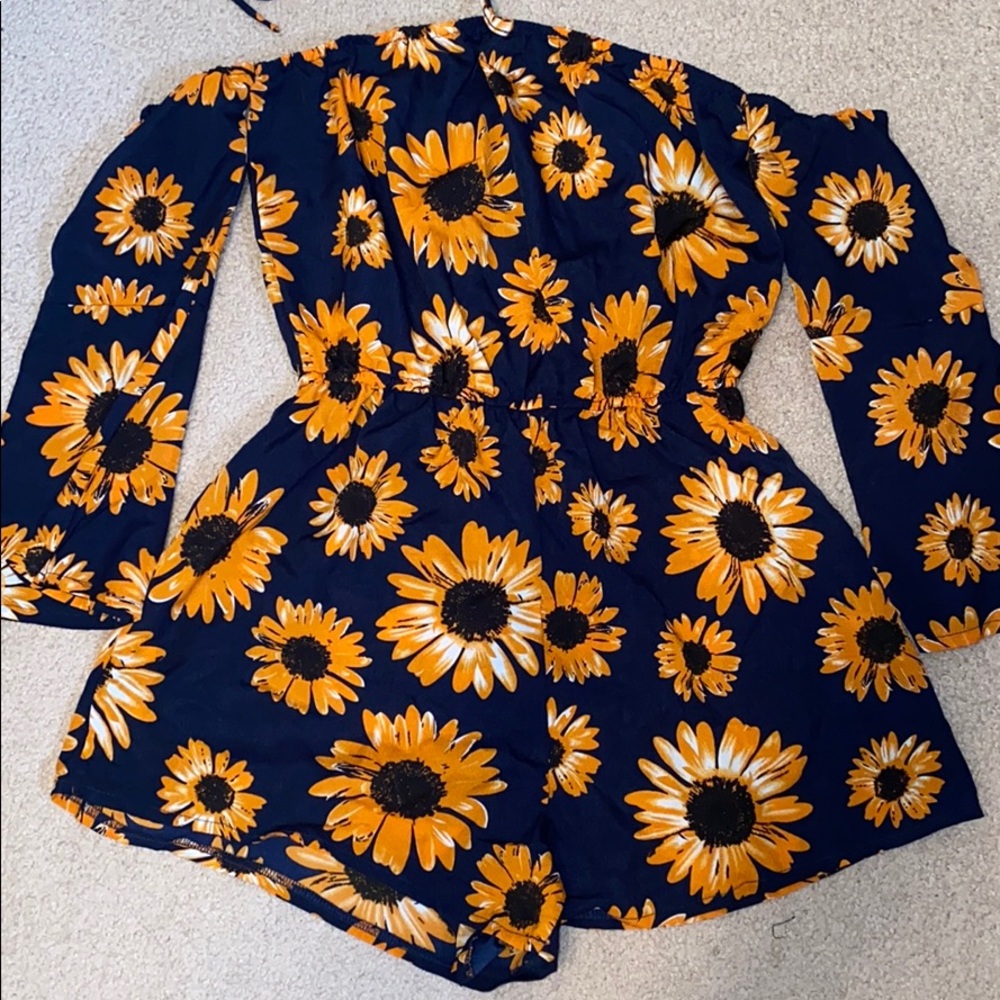 Floral off the shoulder romper